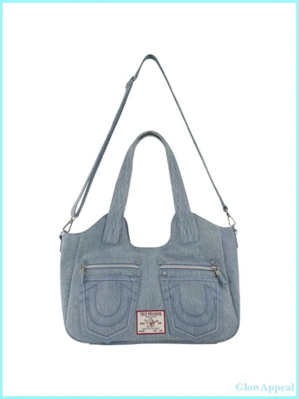 True Religion Satchel Crossbody Purse Handbag Horseshoe Logo Stitching